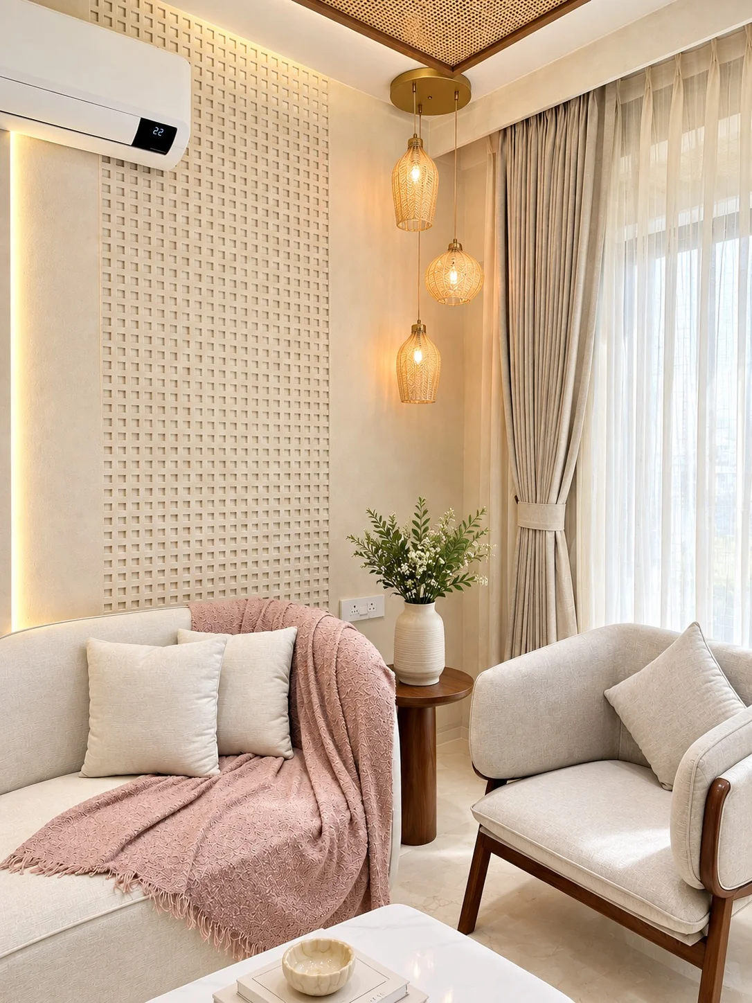 Living room seating beside the window